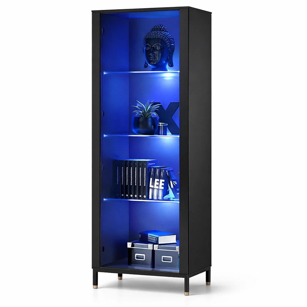 Vitrinenschrank LED Modern Schwarz