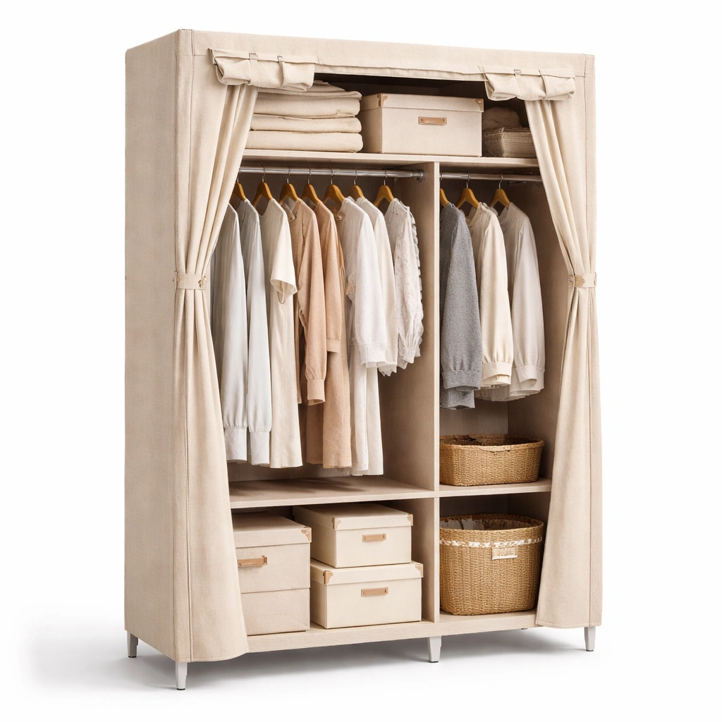 Kleiderschrank Stoff Beige