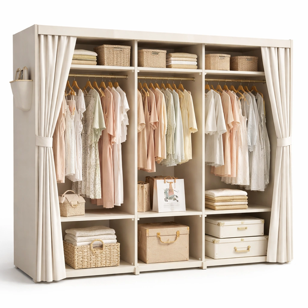 Kleiderschrank Stoff Gross Beige
