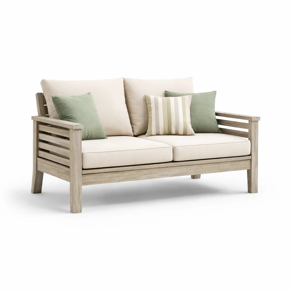 Garten Sofa Holz Beige Polster