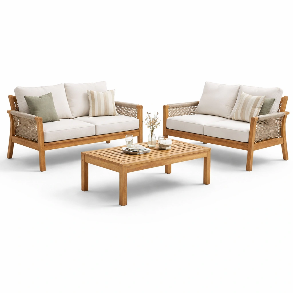 Garten Sofa Set Holz Natur