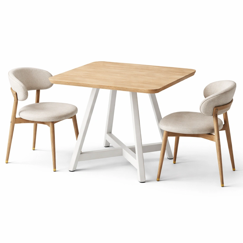 Esstisch Set Klein Holz Natur mit 2 Stuehlen