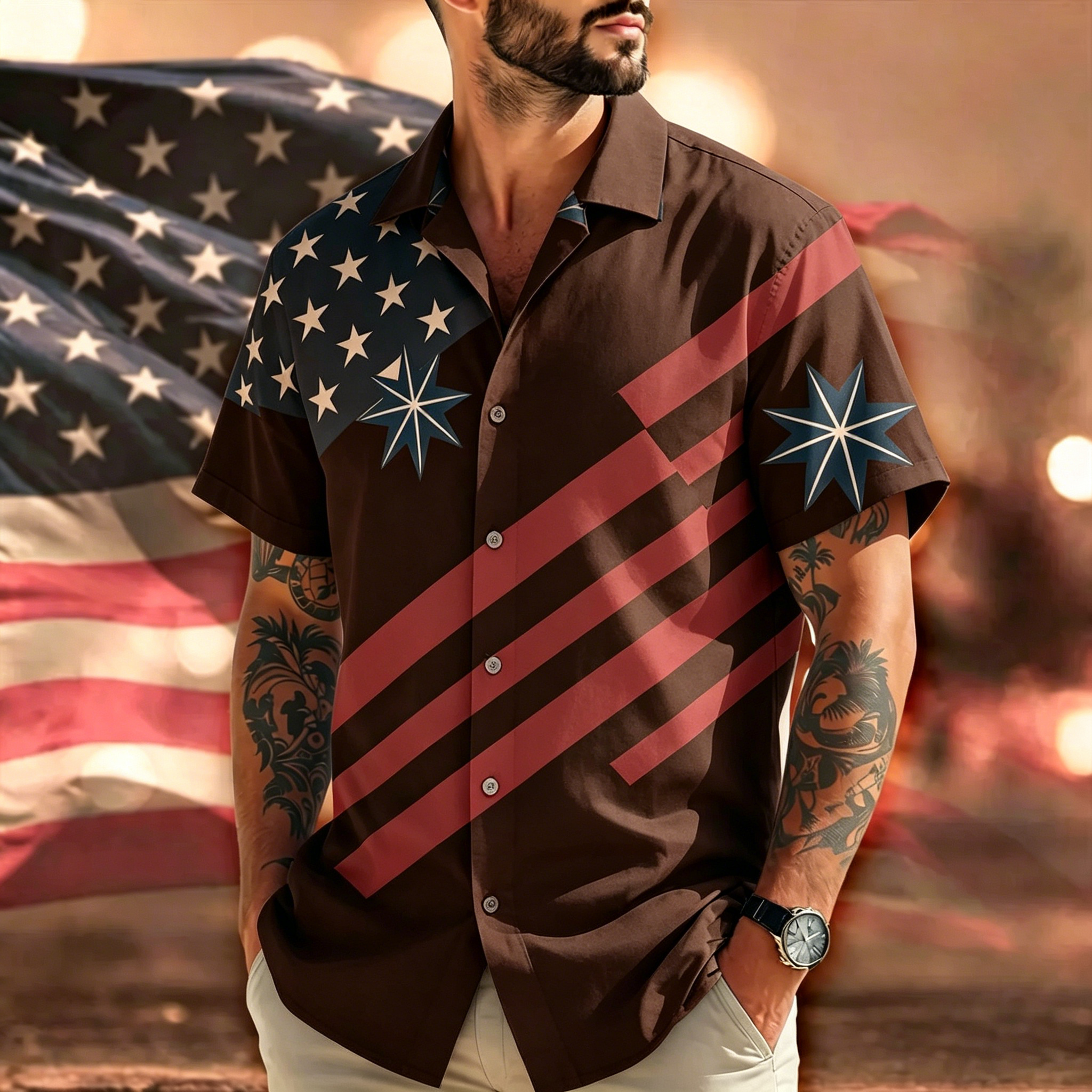 America 250 Hawaiian Shirt 1776-2026, USA 250th Anniversary Shirt, Patriotic Eagle Fireworks Shirt, Independence Day 2026 Outfit set