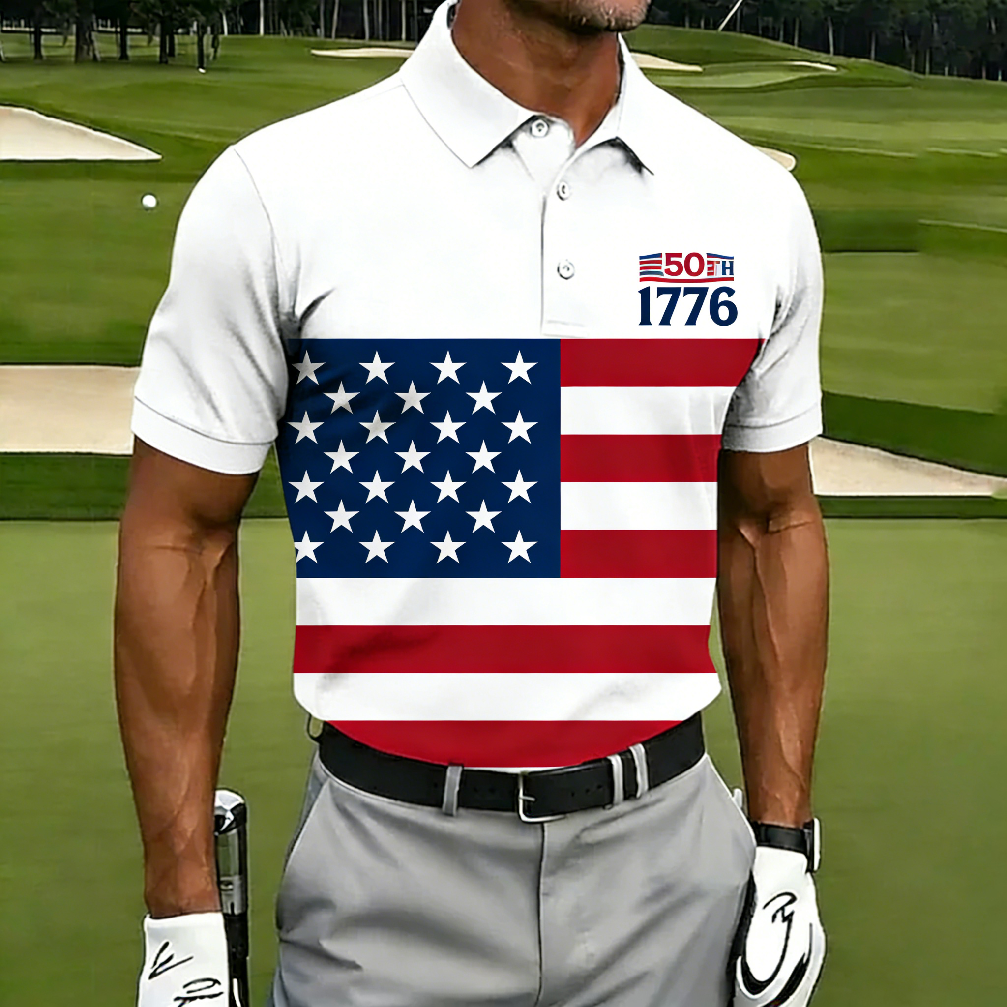 Men's 250th USA Flag Gradient Golf Polo