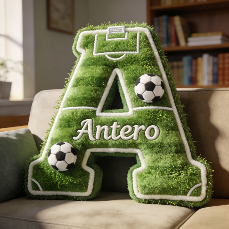 Personalized soccer themed plush pillow