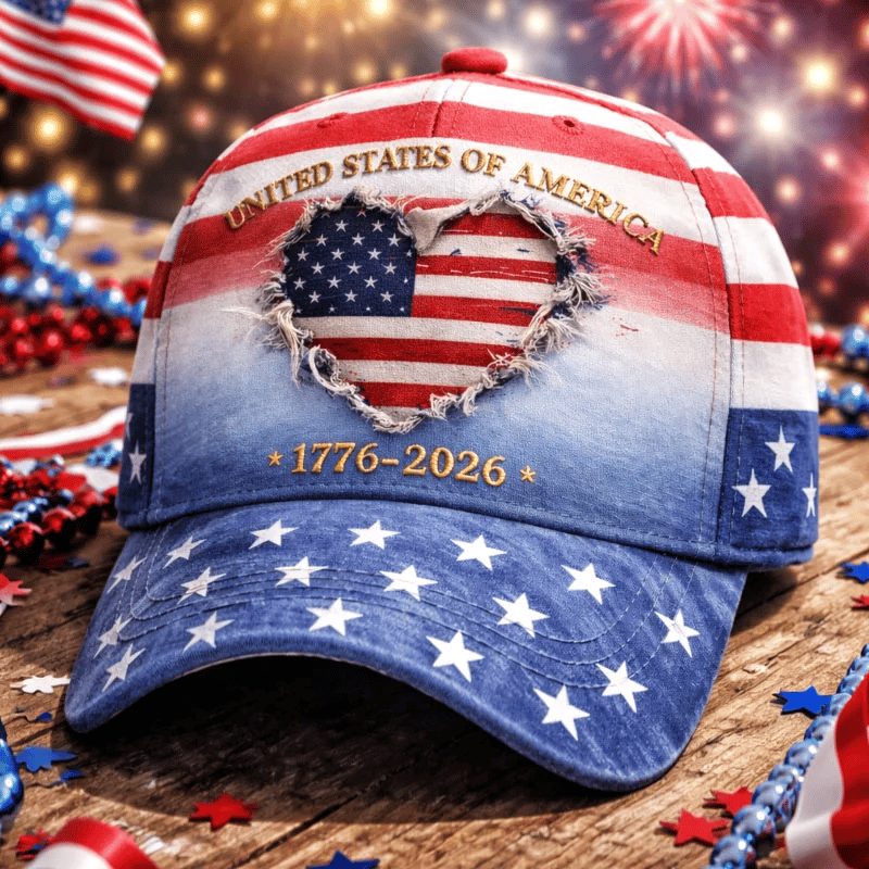 Unisex Casual Hat With American 250th Anniversary Commemorative Print.