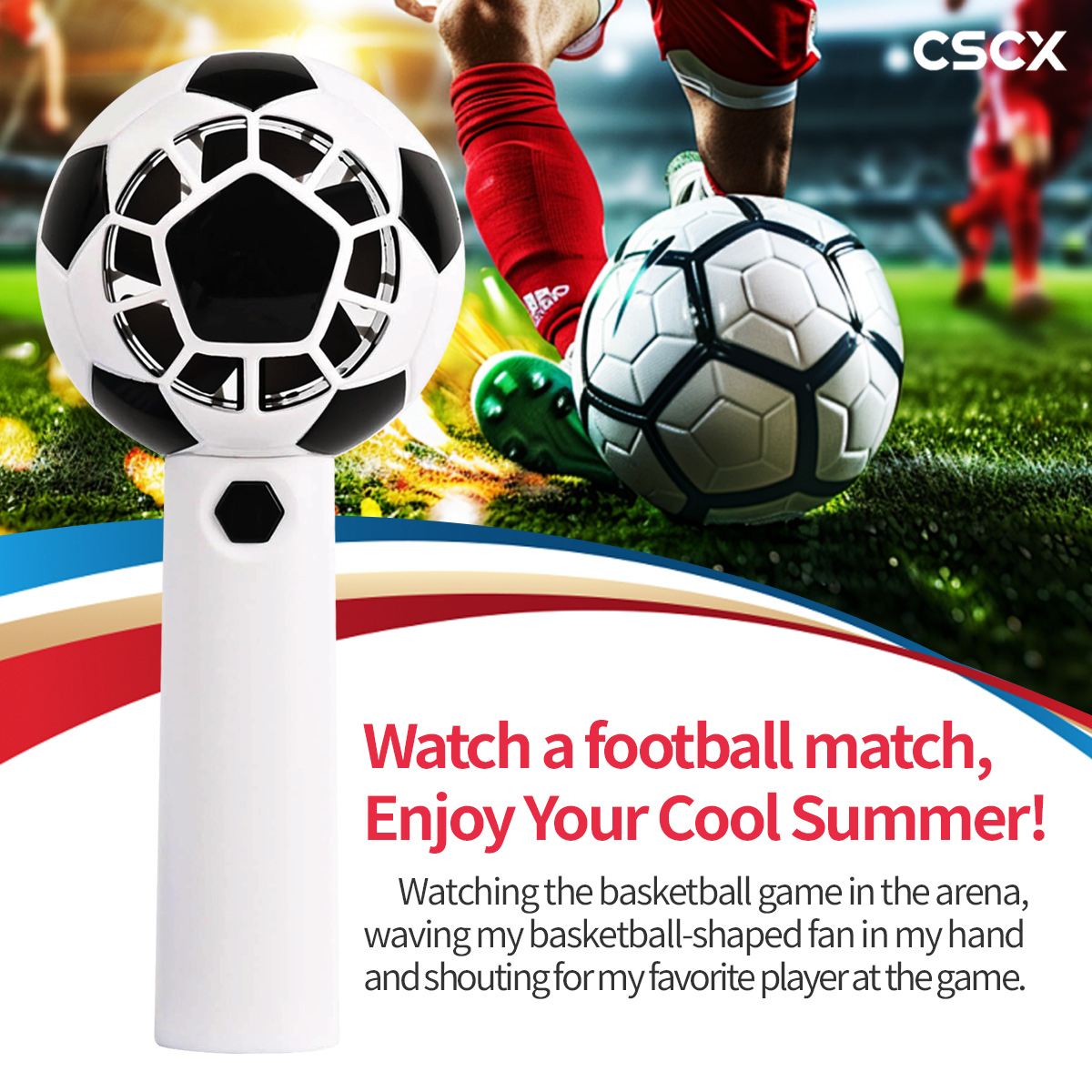 ⚽ Portable Soccer Ball Handheld Fan with 5-Speed Cooling