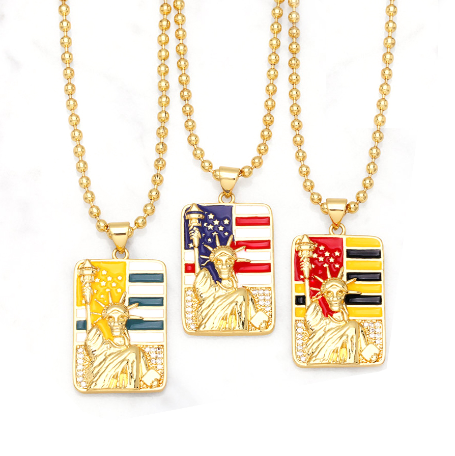 USA 250th Statue of Liberty Dog Tag Necklace