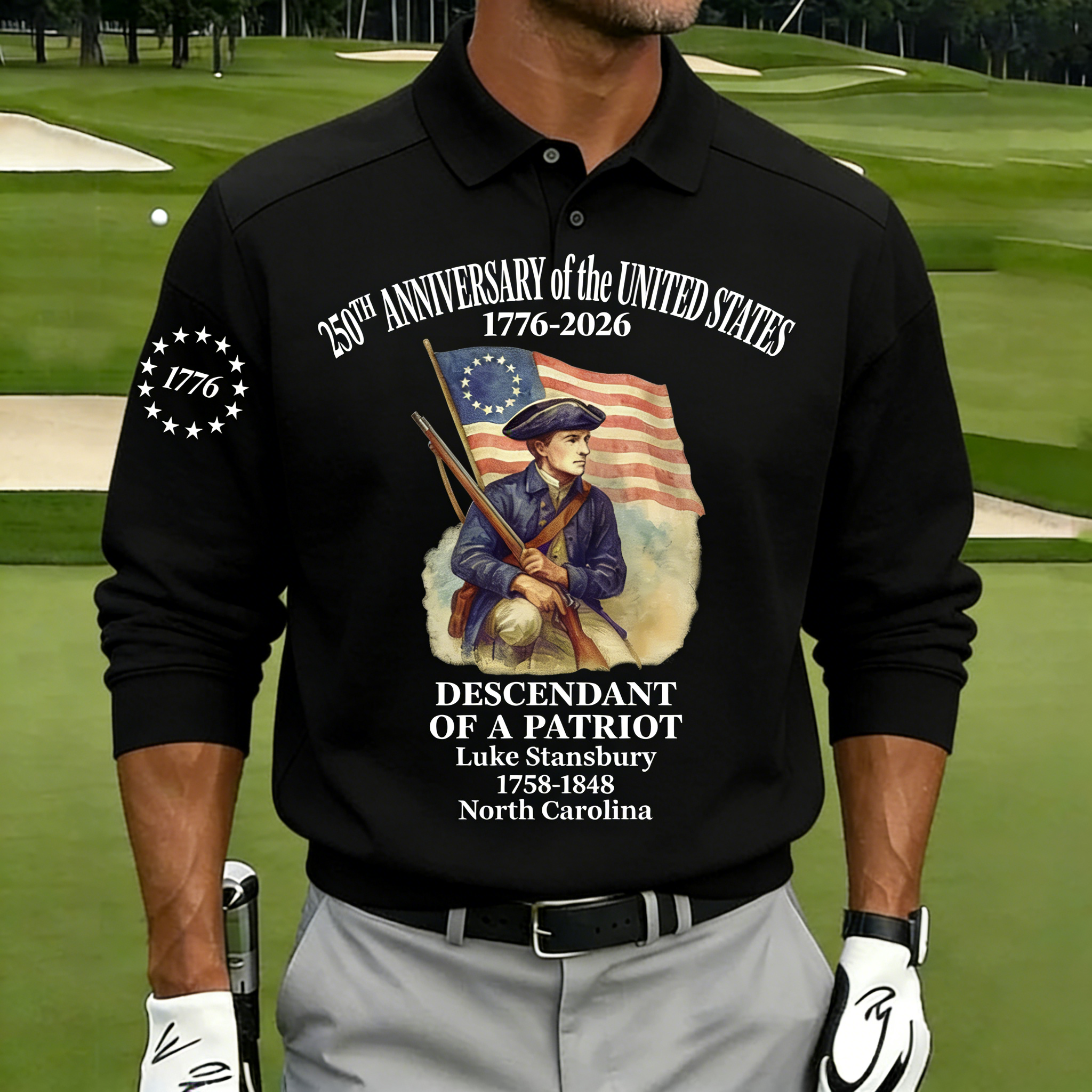 Men's 250th Anniversary of United States Independence Day Revolutionary War Commemorative Polo Shirt