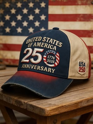 Men's America 250th Anniversary "Freedom" Vintage Flag Casual Cap