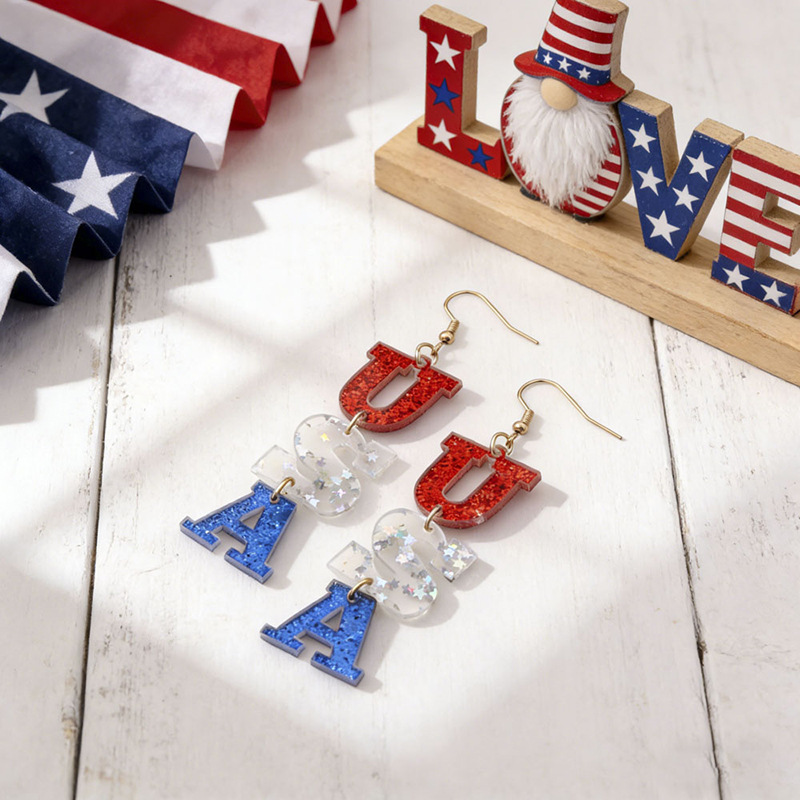 USA 250th Anniversary Patriotic Acrylic Earrings Set