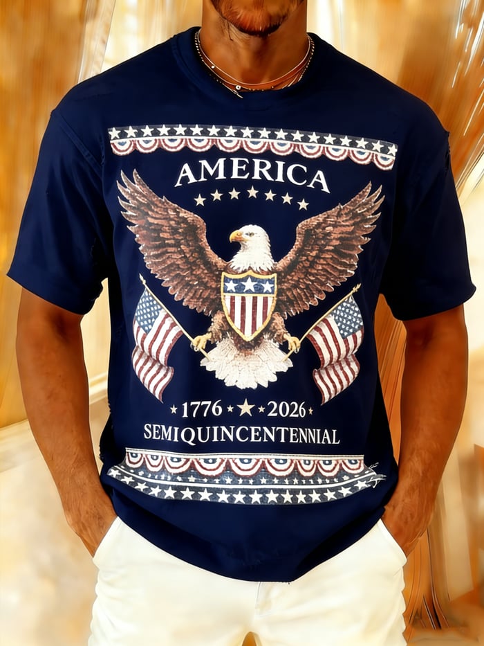 Men's 250th Anniversary of the United States Printed Casual T-Shirt