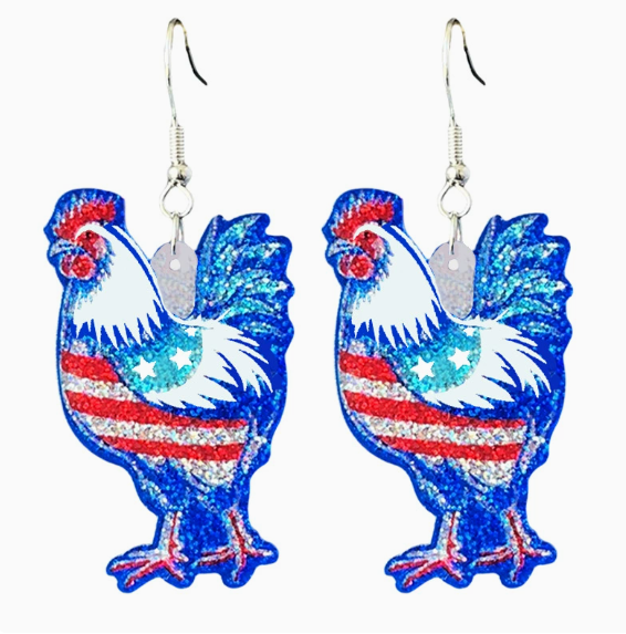 USA 250th Patriotic Glitter Acrylic Earrings