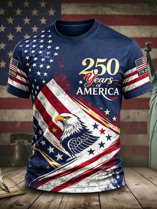 Men's Vintage American Eagle Commemorative Short-Sleeve T-Shirt