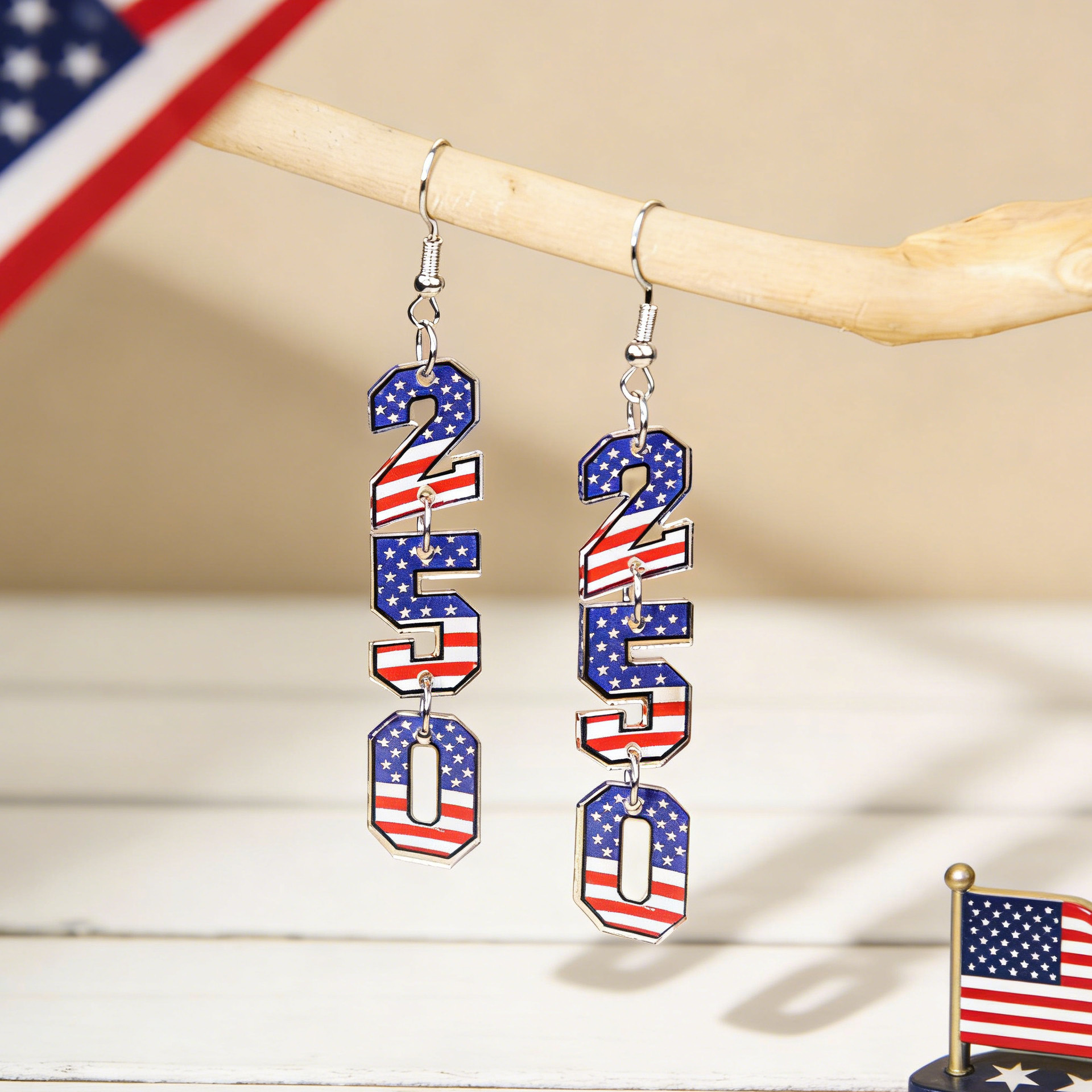 USA 250th Anniversary Patriotic Acrylic Earrings Set