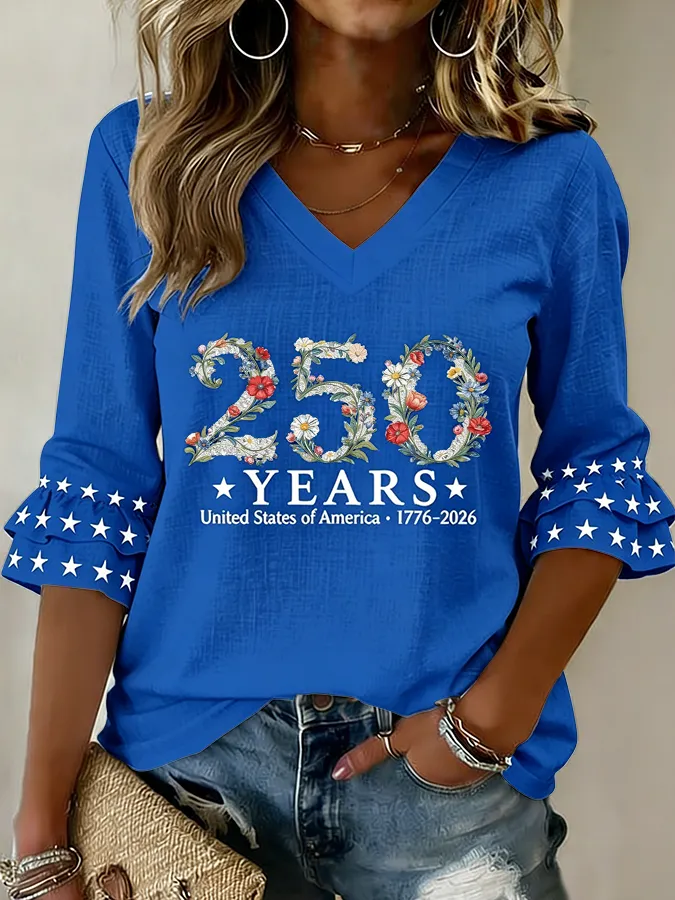 [Copy]Women’s USA EST 1776 Patchwork Print Crewneck Sweatshirt