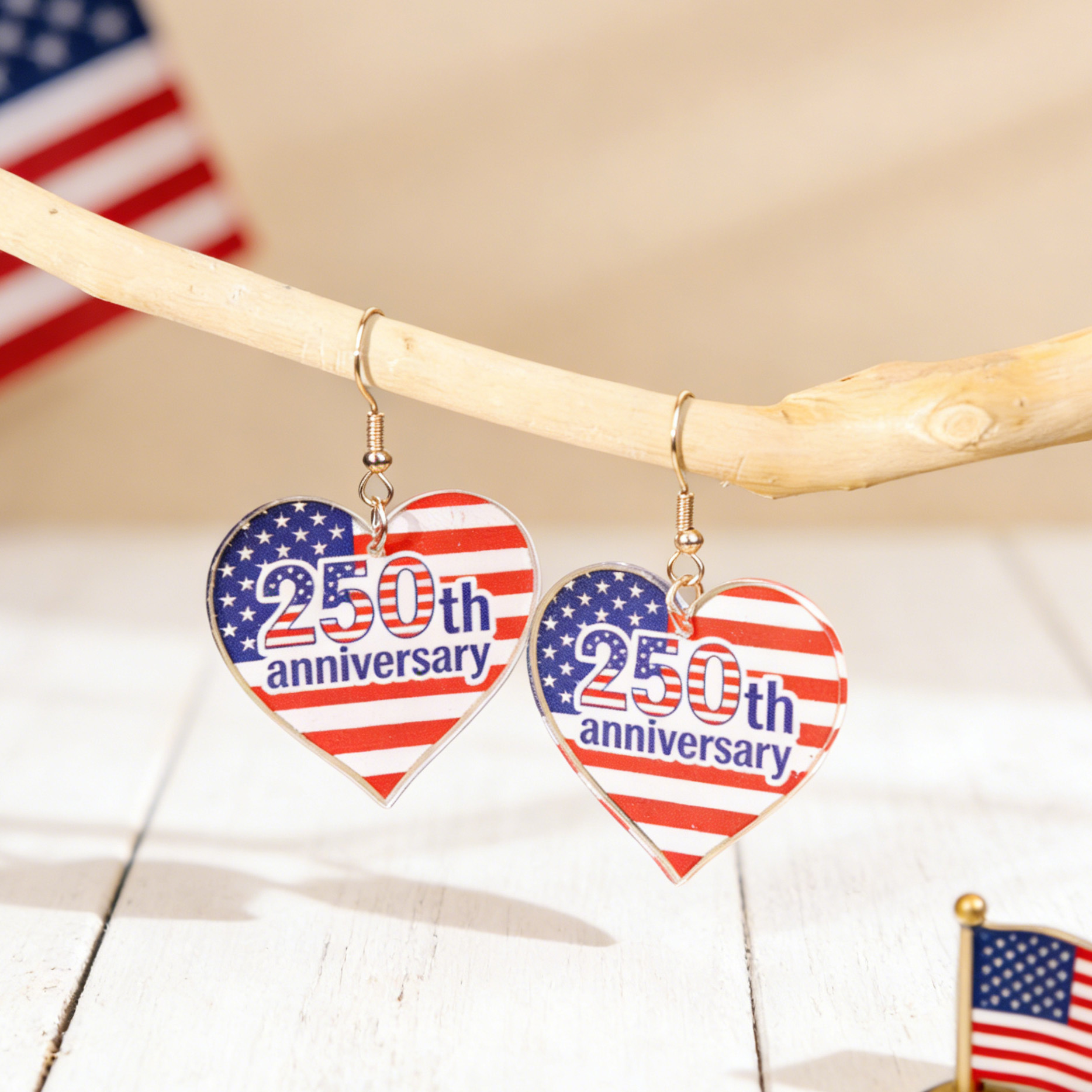 USA 250th Anniversary Patriotic Acrylic Earrings Set