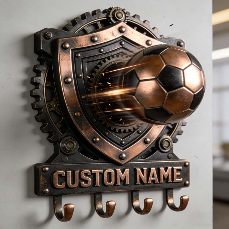 Personalized shield football-themed metal hooks