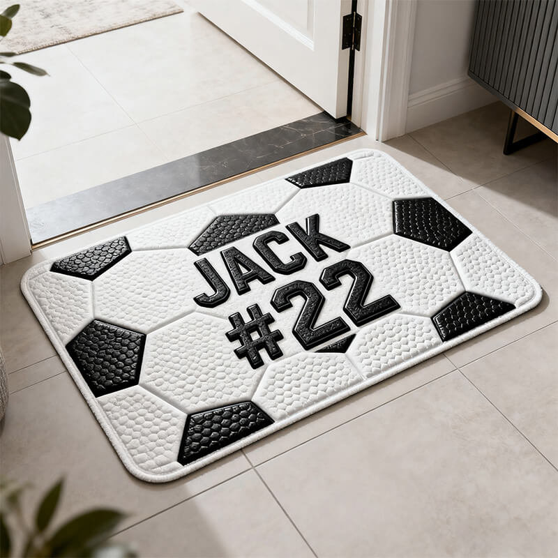 Personalized Name Soccer Themed Doormat