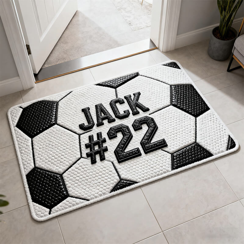 Personalized Name Soccer Themed Doormat