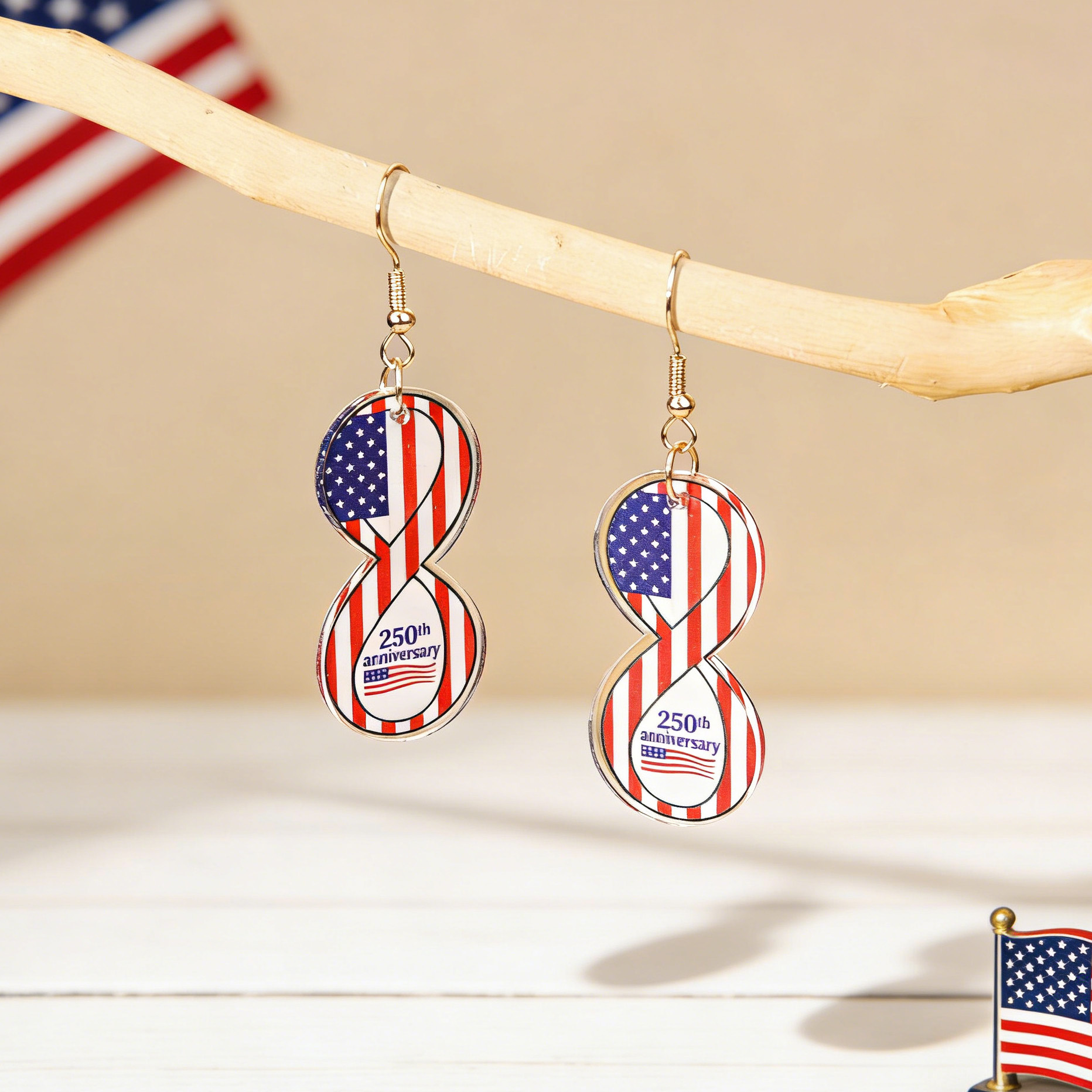 USA 250th Anniversary Patriotic Acrylic Earrings Set