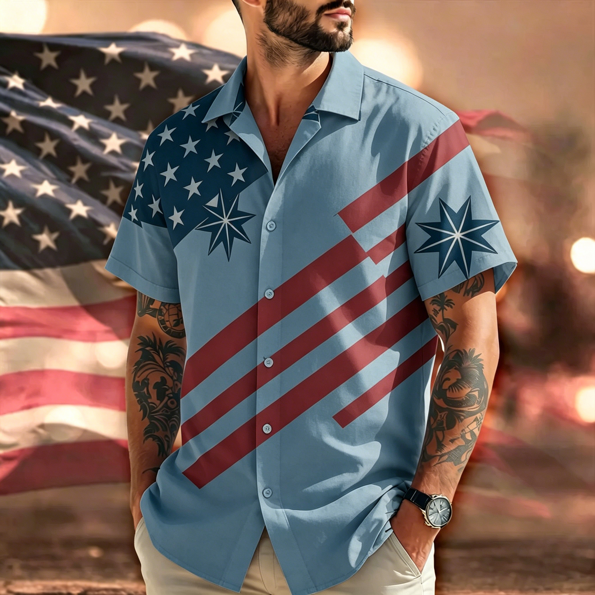 America 250 Hawaiian Shirt 1776-2026, USA 250th Anniversary Shirt, Patriotic Eagle Fireworks Shirt, Independence Day 2026 Outfit set