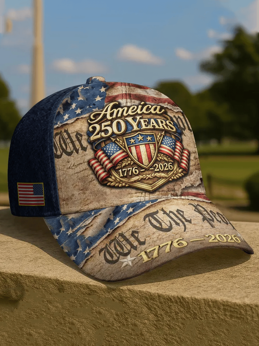Men's 250th Anniversary "We The People" Vintage Flag Print Dad Hat