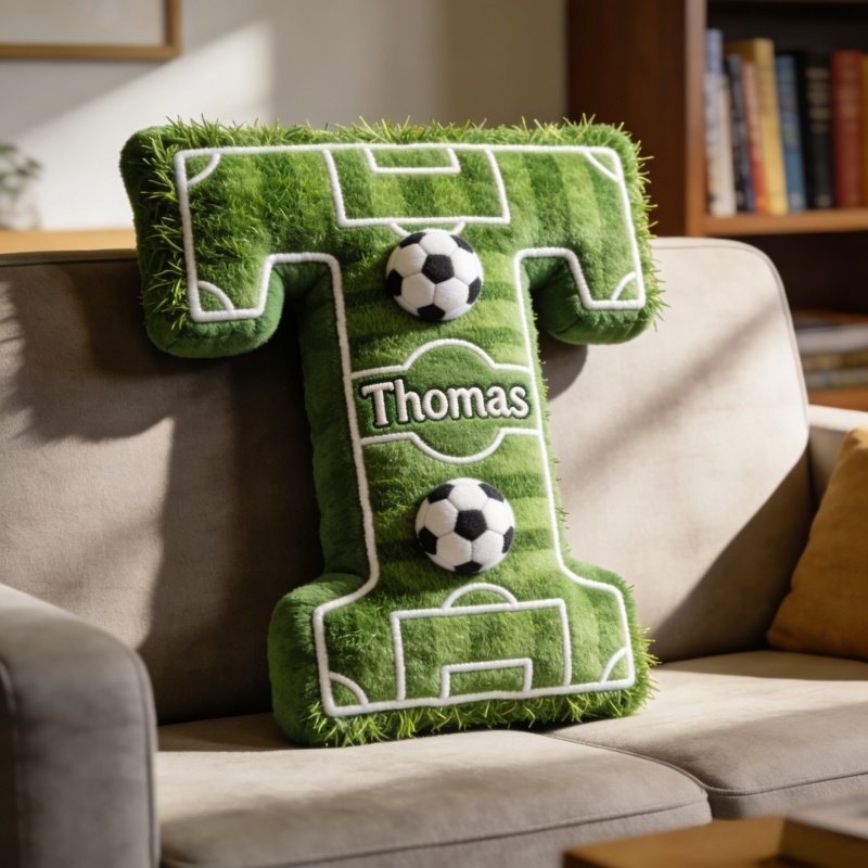 Personalized soccer themed plush pillow