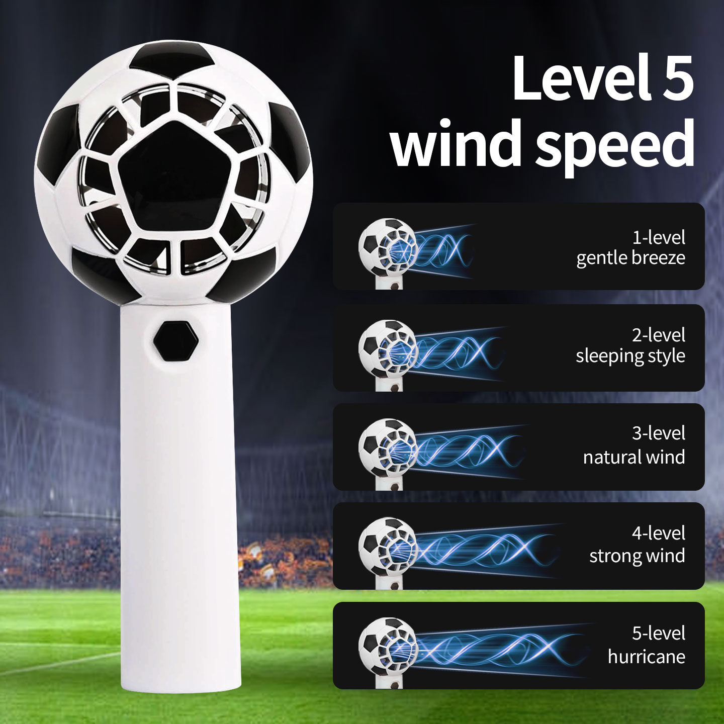 ⚽ Portable Soccer Ball Handheld Fan with 5-Speed Cooling