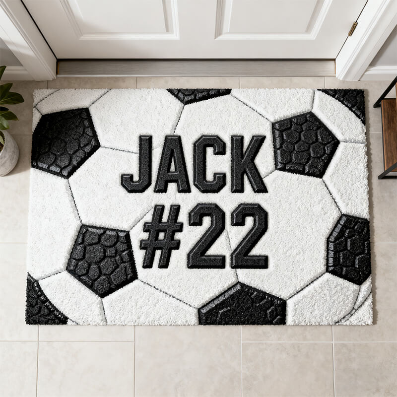 Personalized Name Soccer Themed Doormat