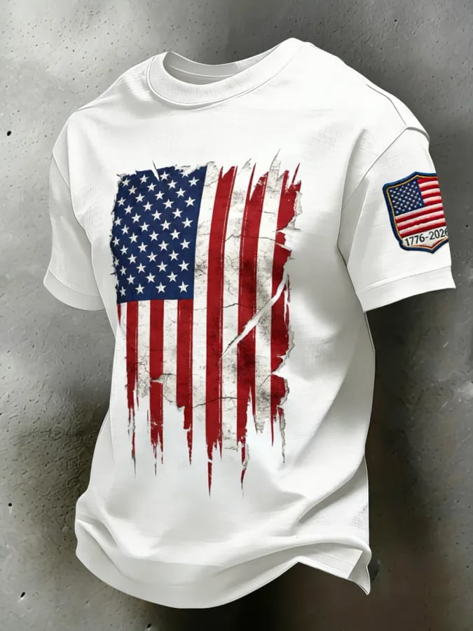 Men's Casual American 250th Anniversary Print T-Shirt