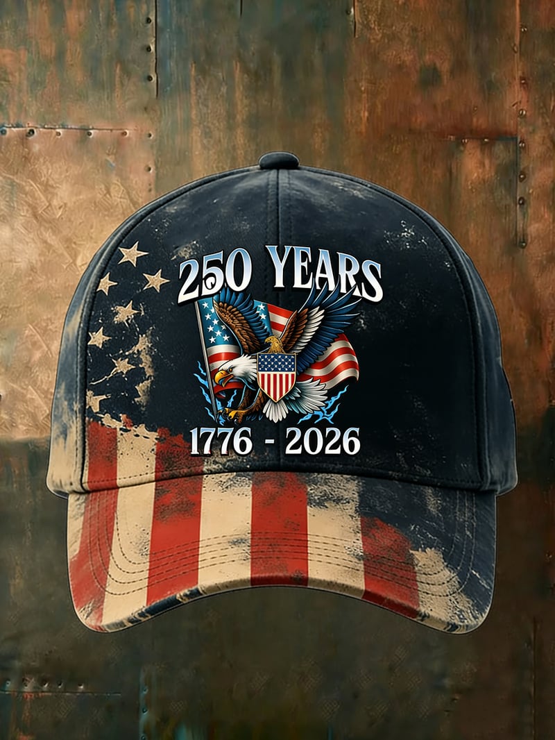 United States "Freedom" 1776-2026 Vintage Flag Print Dad Hat