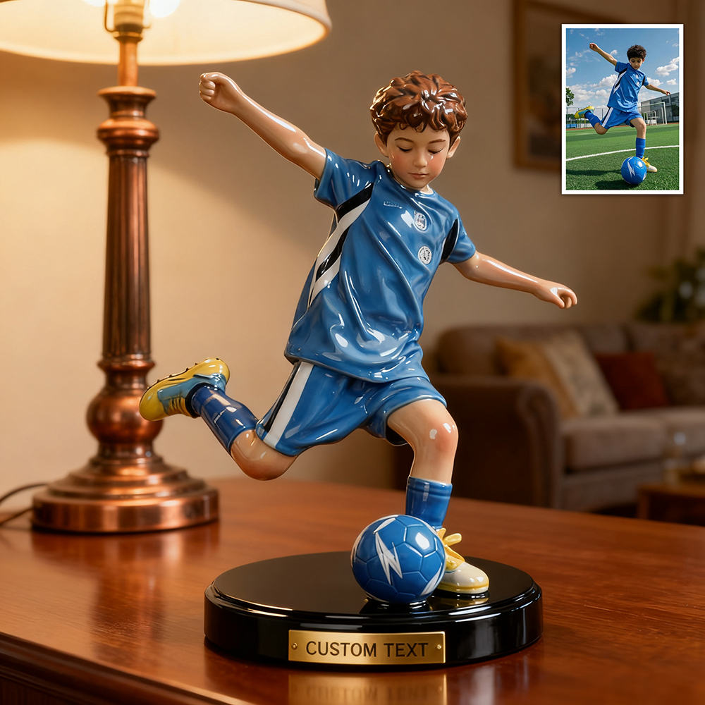 Personalized ceramic realistic style soccer photo ornament
