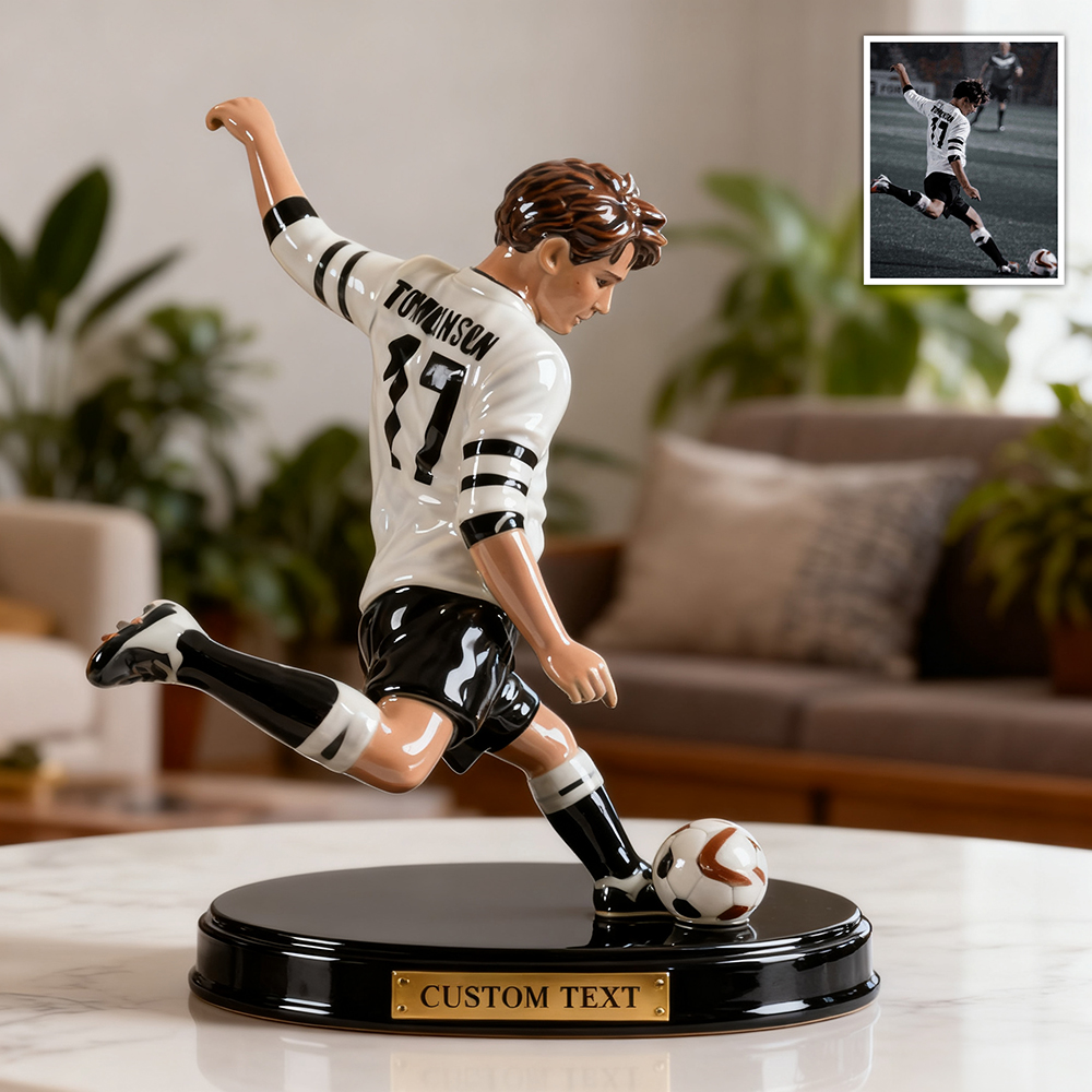 Personalized ceramic realistic style soccer photo ornament