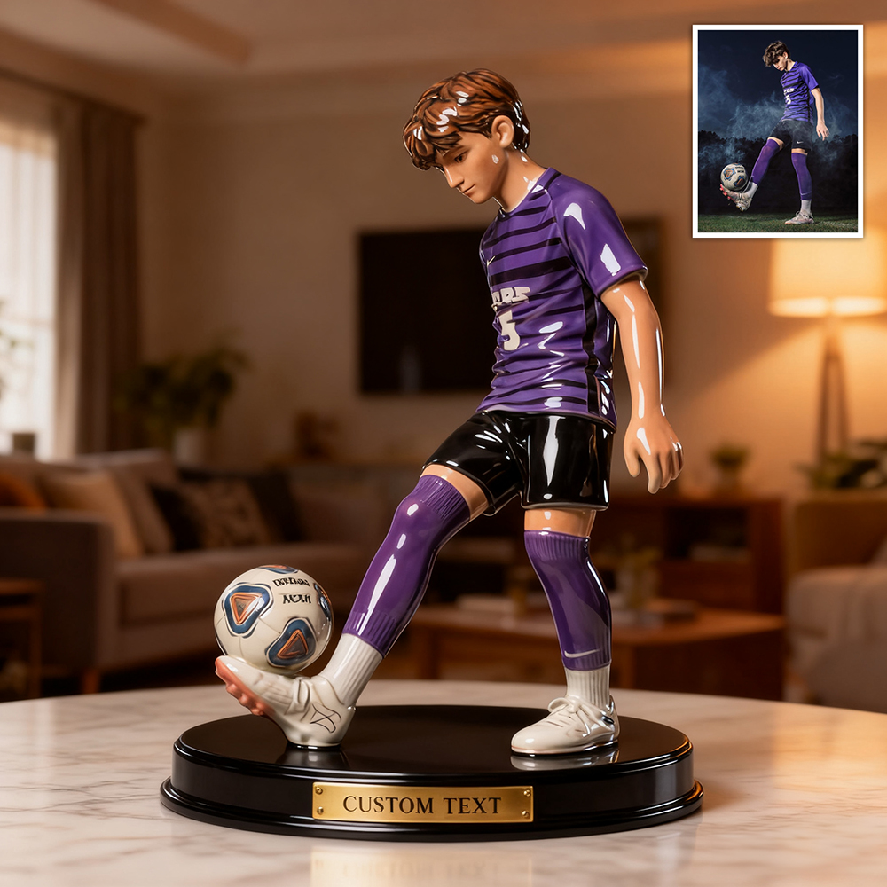 Personalized ceramic realistic style soccer photo ornament