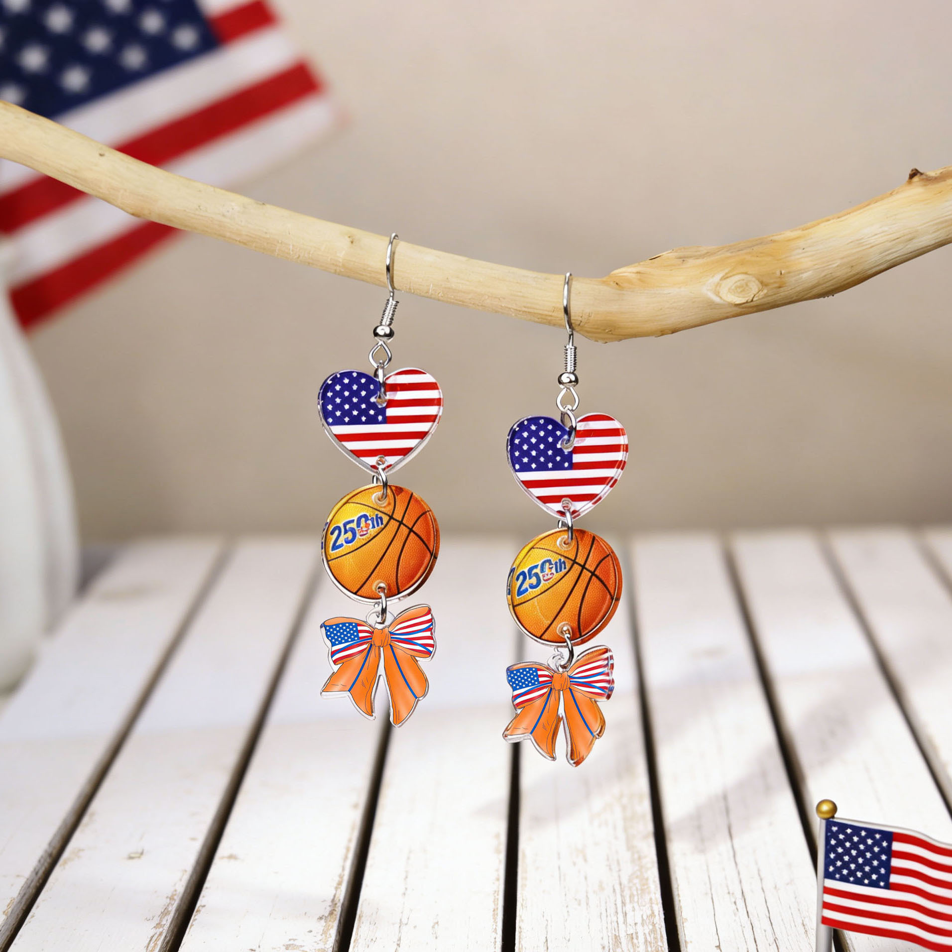 USA 250th Anniversary Patriotic Acrylic Earrings Set