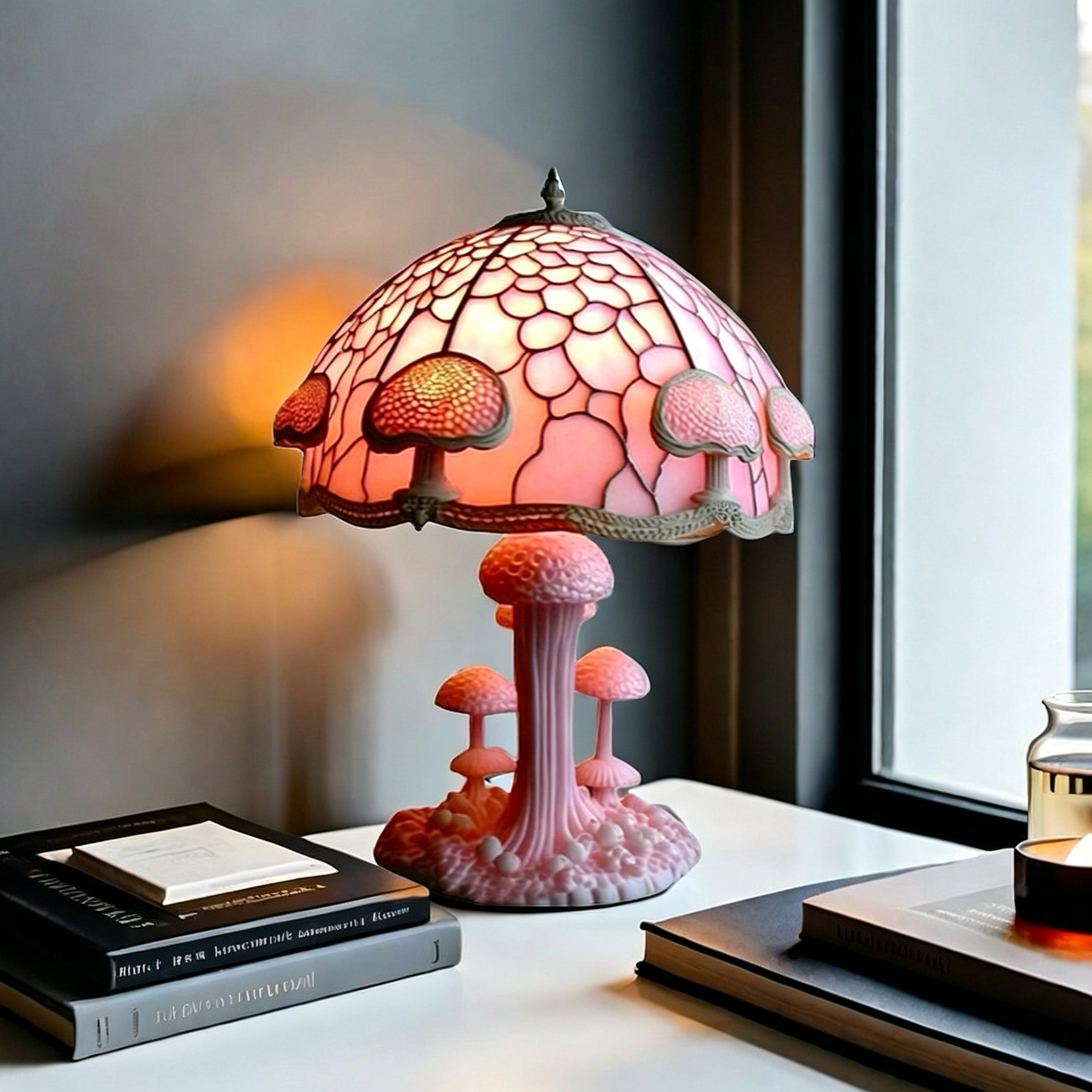 Stained Glass Forest Mushroom Lamp