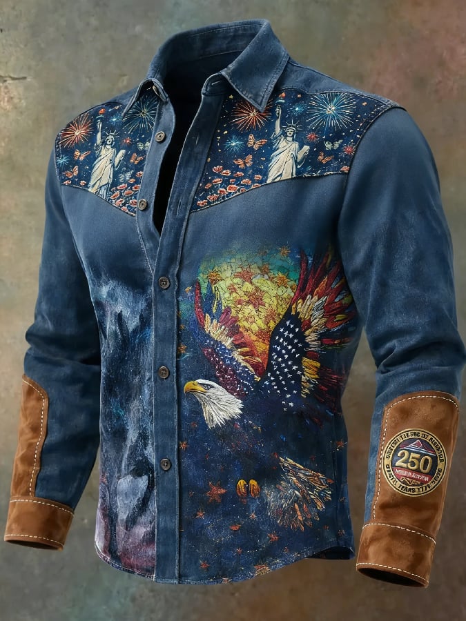 Men'S Casual American 250th Anniversary Printed Shirt