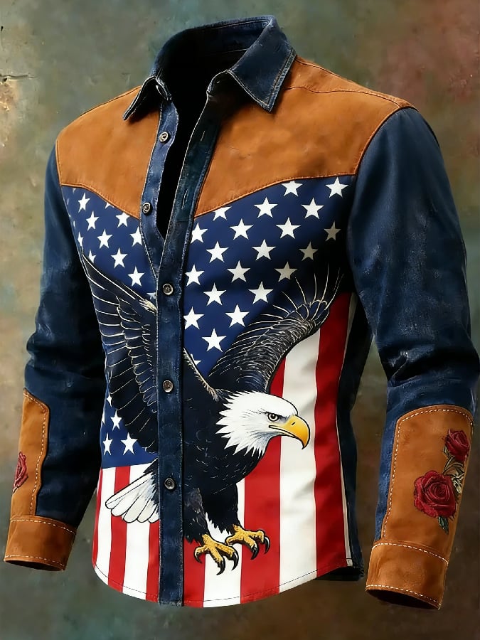 Men'S Casual American 250th Anniversary Printed Shirt