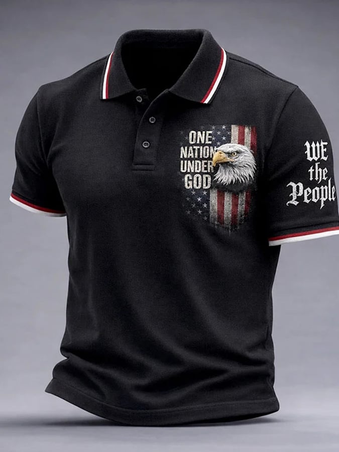 Men'S Casual Polo Shirt With American 250th Anniversary Print