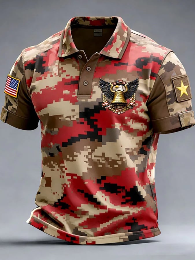 Men'S Casual Polo Shirt With American 250th Anniversary Print