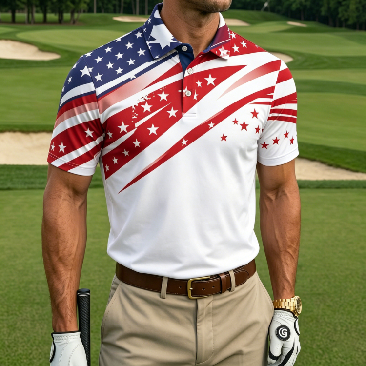 Men's 250th Anniversary National Flag Print Casual Short Sleeve T-Shirt for Summer