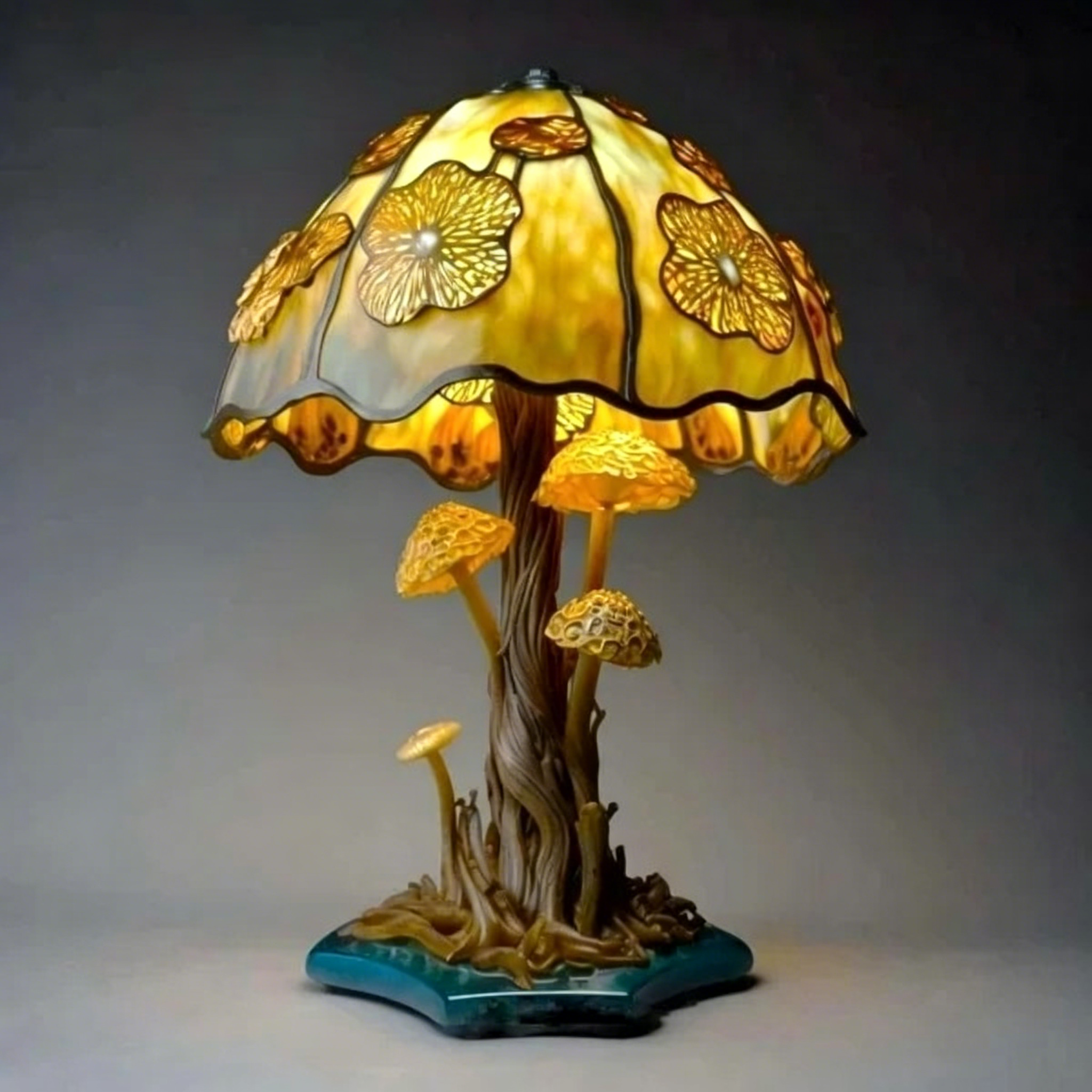 Stained Glass Forest Mushroom Lamp