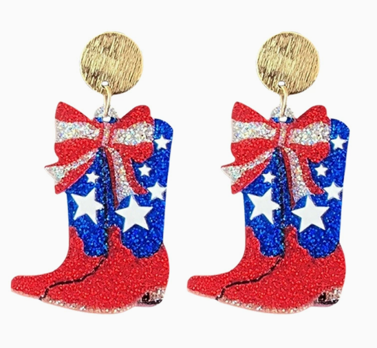 USA 250th Patriotic Glitter Acrylic Earrings