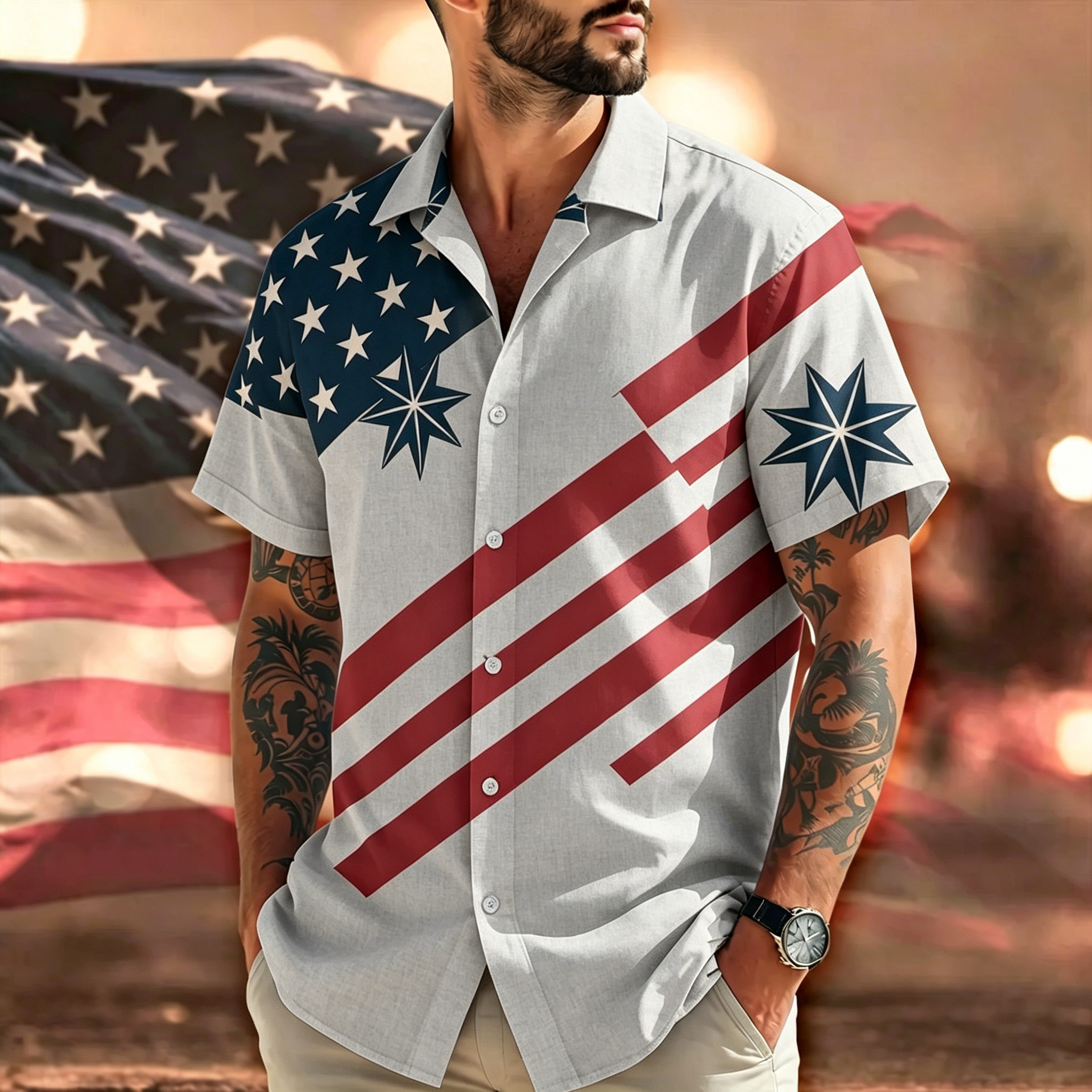America 250 Hawaiian Shirt 1776-2026, USA 250th Anniversary Shirt, Patriotic Eagle Fireworks Shirt, Independence Day 2026 Outfit set