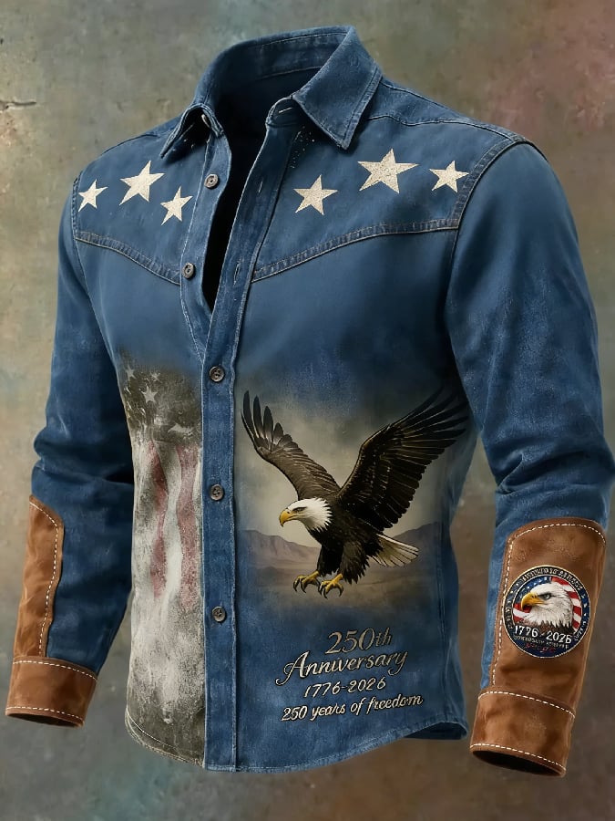 Men'S Casual American 250th Anniversary Printed Shirt