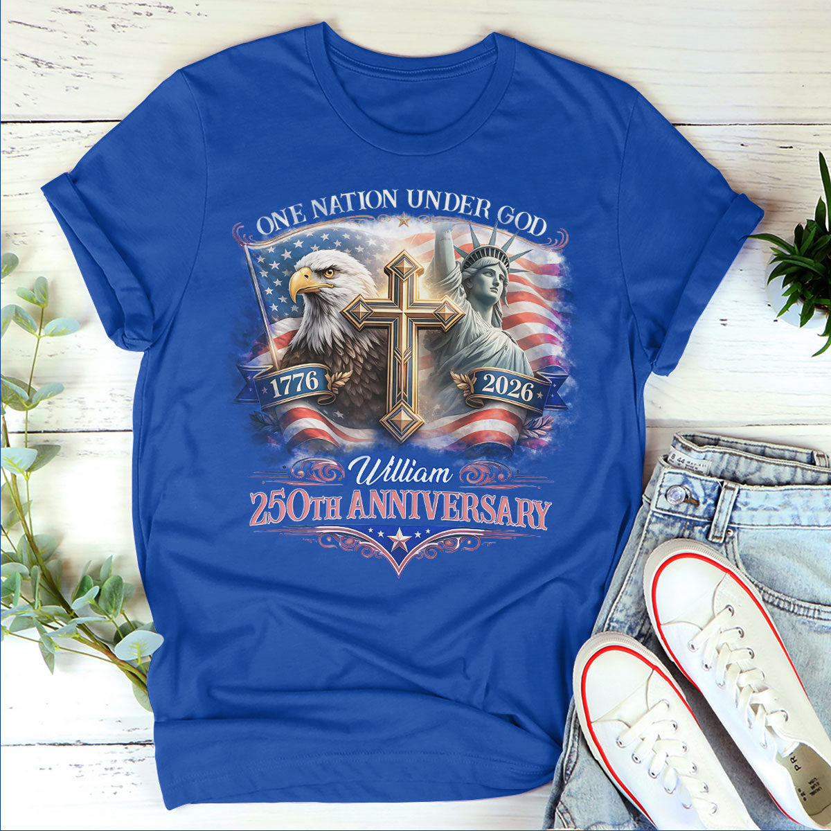 One Nation Under God | Personalized 2D Unisex T-shirt