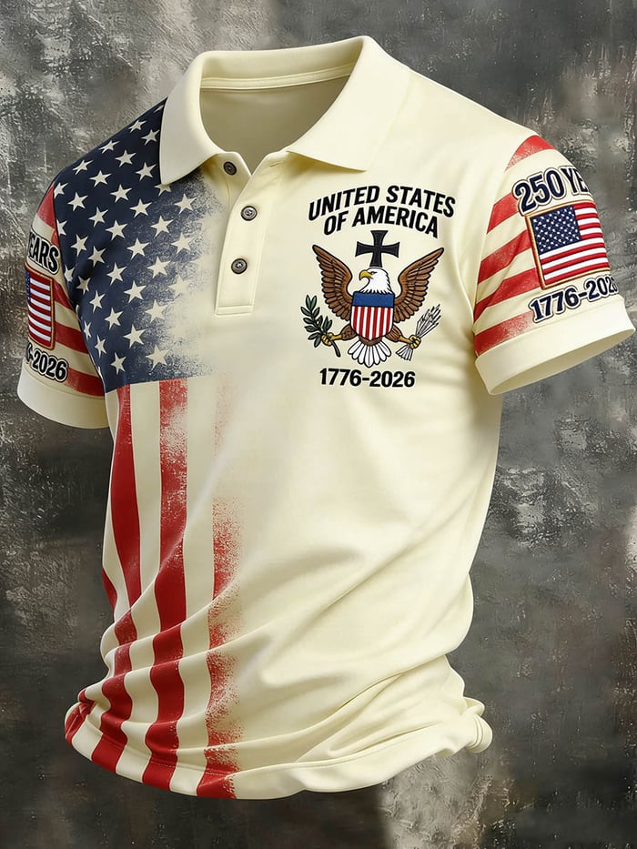 Men's American 250th Anniversary Casual Short-Sleeve Polo Shirt