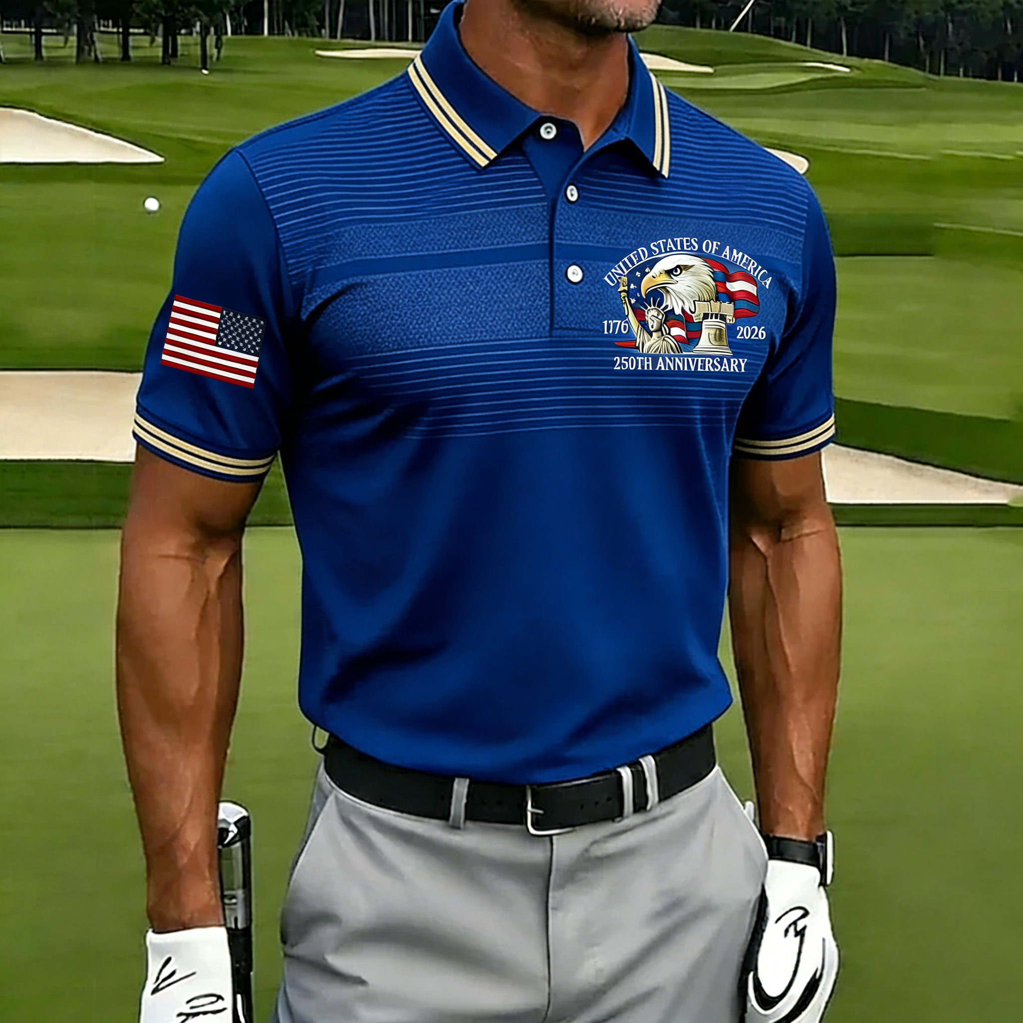 Men's 250th USA Flag Gradient Golf Polo