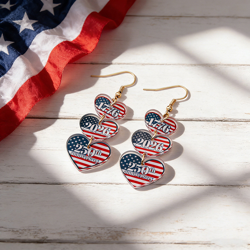 USA 250th Anniversary Patriotic Acrylic Earrings Set